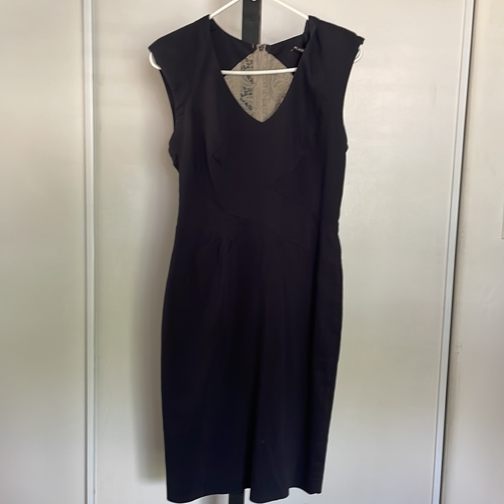 Black Halo Black Sheath Dress with Lace Back Detail